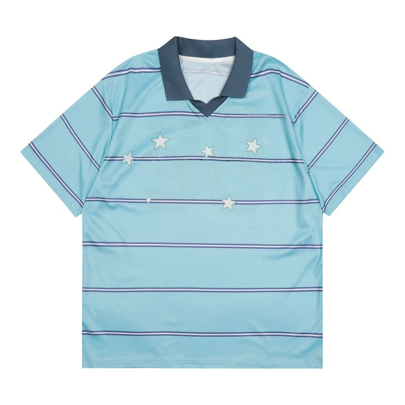 Polo Collar Jersey Blue T-Shirt