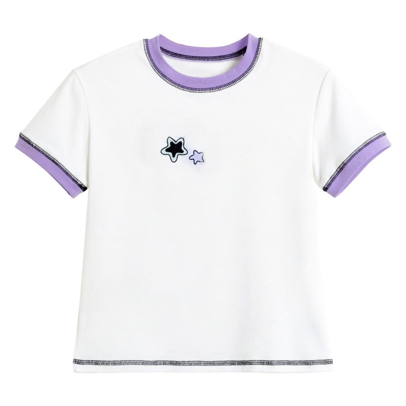 Short Purple Patchwork T-Shirt